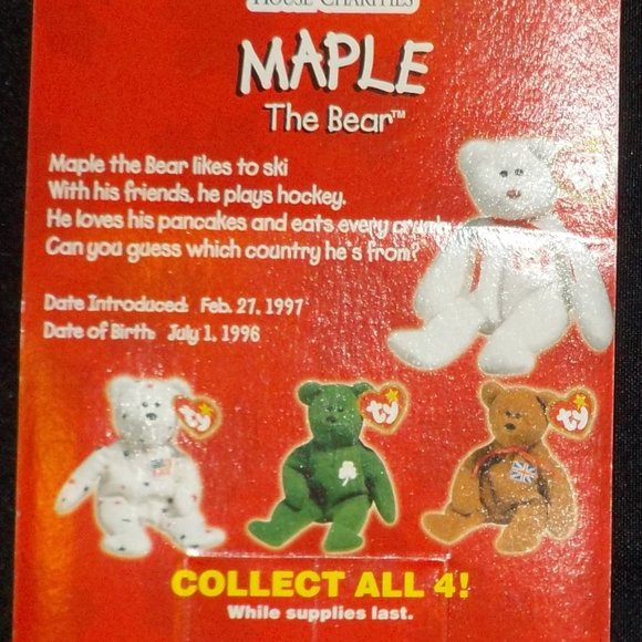 MAPLE THE BEAR TY MCDONALD'S INTRODUCED 2/27/97 BIRTH 7/1/98 BRAND NEW IN BOX - Picture 3 of 6